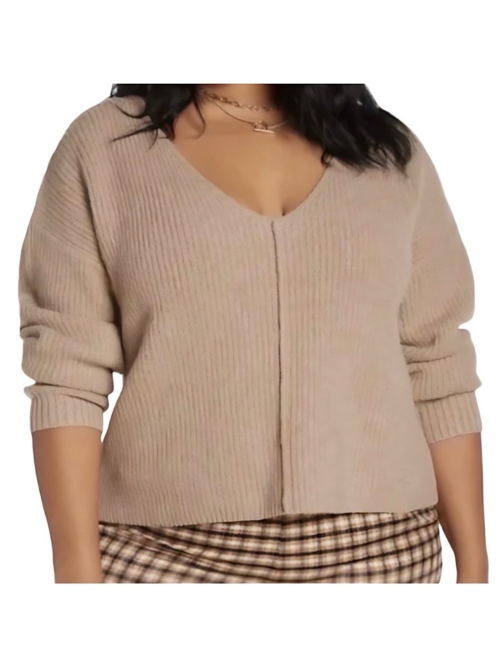 Nordstrom’s BP V-Neck Long Flowing Sleeve Cropped Sweater – Size 3X (NWT)